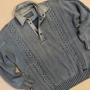 Blue Willi's Denim Blue Cable Knit Sweater M